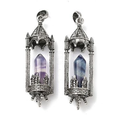 Natural Fluorite Faceted Pointed Bullet Shaped Big Pendants X-G-P613-01AS-03-1