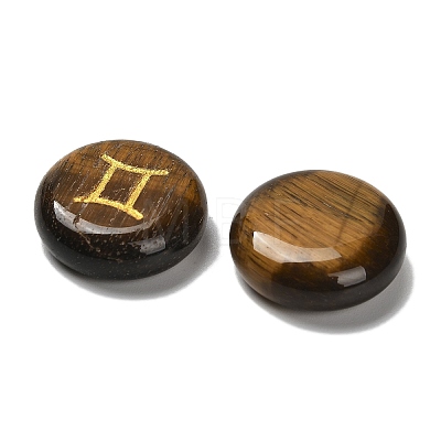 12 Constellation Natural Tiger Eye Cabochons Set G-Q190-03H-1