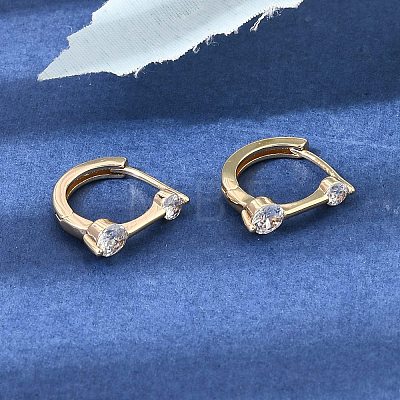 Brass Micro Pave Cubic Zirconia Hoop Earrings KK-CBAD29A-04G-1