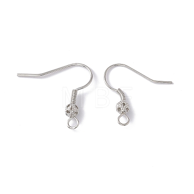 Brass Round Beaded Earring Hooks KK-G438-01P-1