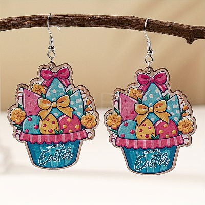 Easter Cartoon Printed Wood Dangle Earrings FS-WG710AE-01-1