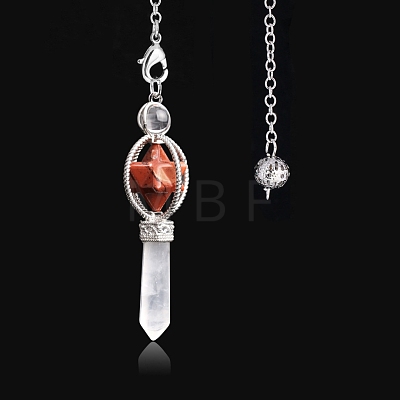 Natural Red Jasper Hexagonal Pointed Dowsing Pendulums PW-WG0B402-12-1