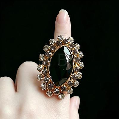 Zinc Alloy Glass Finger Rings UG8757-12-1
