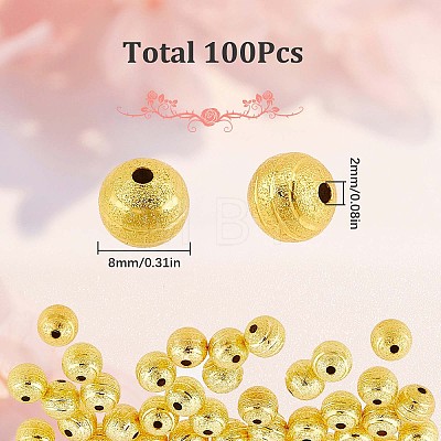100Pcs Brass Textured Beads KK-SC0003-40-1