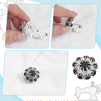 6Pcs Brass Rhinestone Cufflinks BUTT-NB0002-18-1