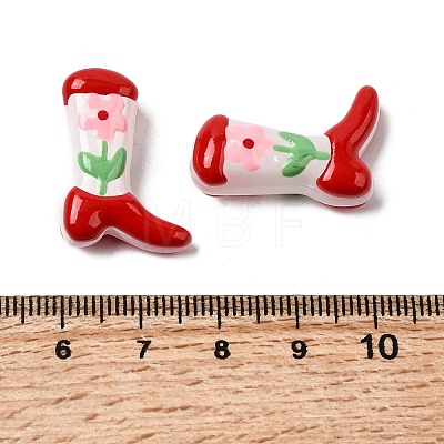 Boot Baking Paint Glass Enamel  Beads LAMP-C020-02N-1