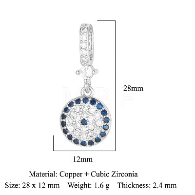 Brass Micro Pave Cubic Zirconia Pendants ZIRC-OY001-33-P-1