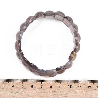 Natural Grey Agate Beaded Stretch Bracelets for Women Men BJEW-M049-10A-1