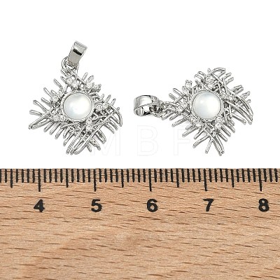 Brass Micro Pave Clear Cubic Zirconia Pendants KK-A294-09P-1