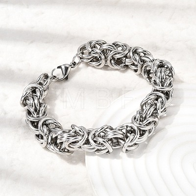 201 Stainless Steel Byzantine Chains Chain Bracelets for Women Men STAS-T077-18P-1
