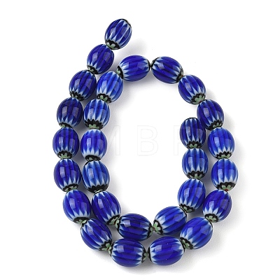 Handmade Millefiori Glass Oval Bead Strands LK-Z001-01A-02-1
