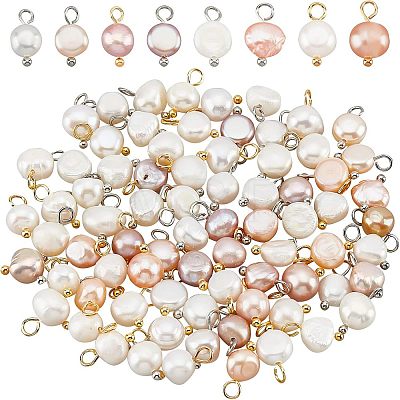  80pcs 4 Styles Natural Cultured Freshwater Pearl Charms PEAR-NB0001-65-1