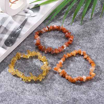 Chips Natural Mixed Stone Stretch Bracelets X-BJEW-JB05644-1