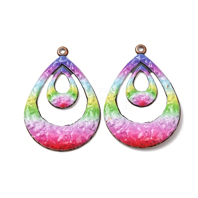 Rainbow Color Printed Iron Pendants RN-CBA3547-03D-1