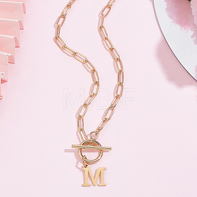 304 Stainless Steel Letter Pendant Necklaces NJEW-LP0001-52M-G-1