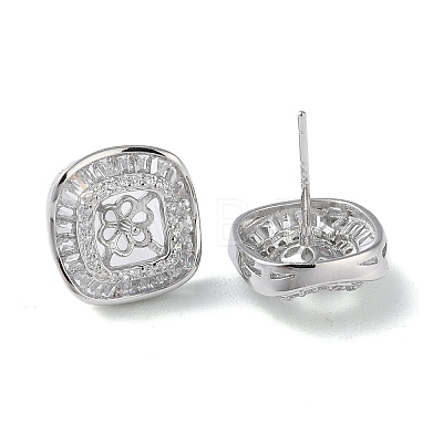 Rhodium Plated 925 Sterling Silver Stud Earring Findings STER-M115-18P-1