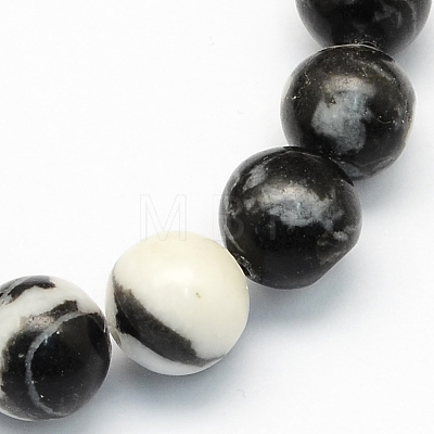 Natural Zebra Jasper Round Beads Strands G-S174-8mm-1