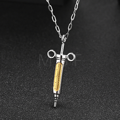 Stylish Stainless Steel Syringe Shaped Pendant Necklaces for Women's Daily Wear PP8422-1