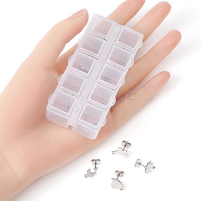 20Pcs 10 Style 201 Stainless Steel Stud Earring Findings STAS-YW0001-70P-1