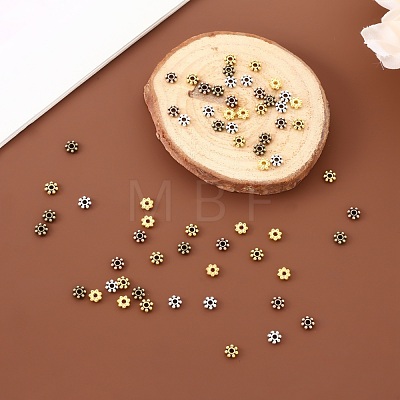 150Pcs 5 Colors Tibetan Style Alloy Daisy Spacer Beads TIBEB-YW0001-04-1