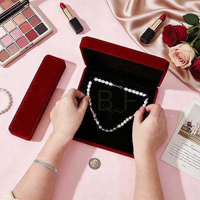 1Pc Rectangle Velvet Jewelry Necklace Boxes and 1Pc Square Jewelry Set Packing Boxes VBOX-PH0001-04-1