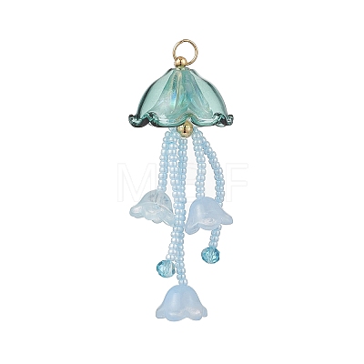 Glass Seed Beaded Jellyfish Big Pendants PALLOY-MZ01166-04-1