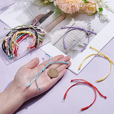 24Pcs 8 Colors Waxed Polyester Cord Bracelets Making BJEW-UN00036-1