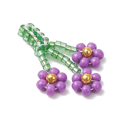 7Pcs 7 Colors Glass Seed Bead Pendants PALLOY-MZ01236-1