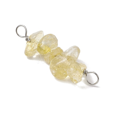 10Pcs 5 Styles Constellation Natural Smoky Quartz & Rose Quartz & Golden Sheen Obsidian & White Moonstone & Aquamarine Copper Wire Wrapped Chip Beaded Connector Charms PALLOY-JF02905-12-1