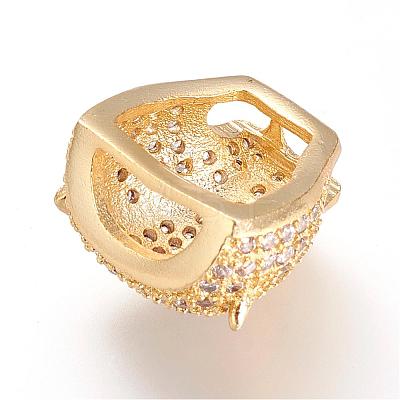 Brass Micro Pave Cubic Zirconia Beads ZIRC-S053-YS043-2-1