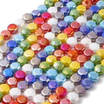 Electroplated Glass Beads Strands EGLA-A048-01A-1