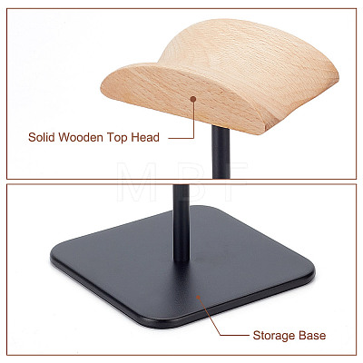 Wood Headset Display Stands with Aluminum Alloy Support AJEW-WH0471-108-1