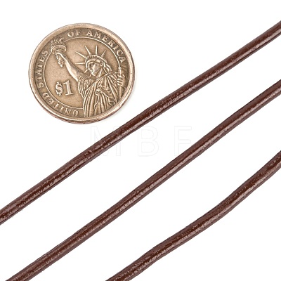 3mm Saddle Brown Color Cowhide Leather Beading Cords X-WL-A002-12-1