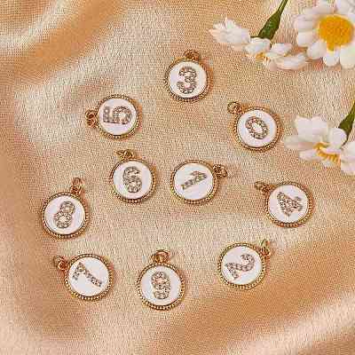 10Pcs 10 Style Brass Micro Pave Clear Cubic Zirconia Charms ZIRC-SZ0001-53-1