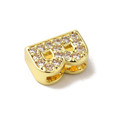 Brass Micro Pave Cubic Zirconia Beads KK-H487-25G-02-1