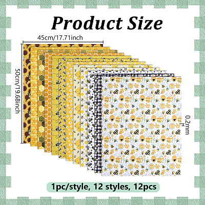 12Pcs 2 Styles Cotton Fabric DIY-PH0036-29B-1