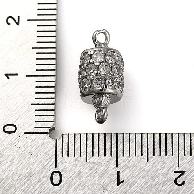 Brass Micro Pave Clear Cubic Zirconia Hollow Column Connector Charms KK-A230-05F-P-1