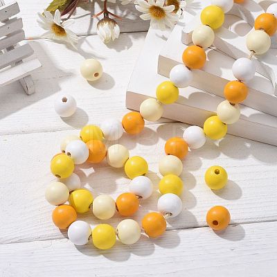 160Pcs 4 Colors Farmhouse Country and Rustic Style Painted Natural Wood Beads WOOD-LS0001-01H-1