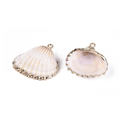 Electroplate Natural Shell Pendants SSHEL-Q100-14KCG-1