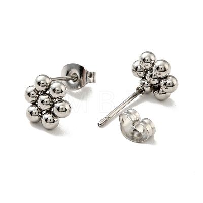 201 Stainless Steel Flower Stud Earrings with 304 Stainless Steel Pins for Women EJEW-C033-01P-1
