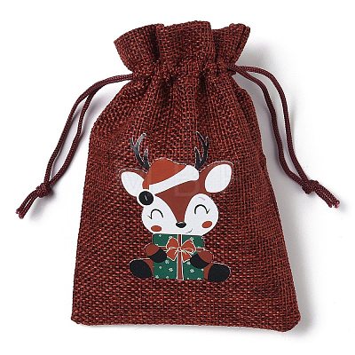 Christmas Theme Jute Cloth Storage Bags ABAG-F010-01A-06-1