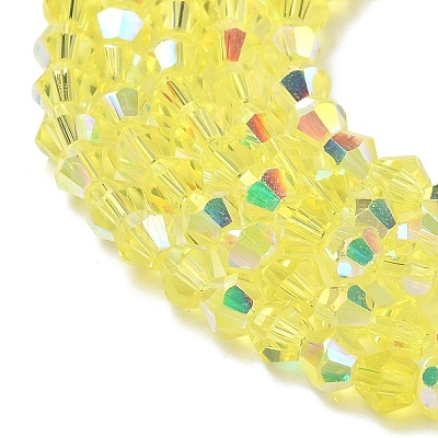 Electroplate Transparent Glass Beads Strands EGLA-K015-18F-1