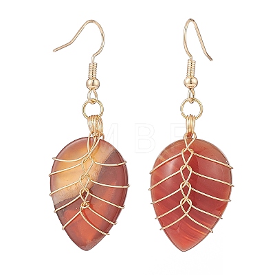 4 Pairs 4 Color Natural Dyed Banded Agate/Striped Agate Teardrop Dangle Earrings EJEW-JE05093-1