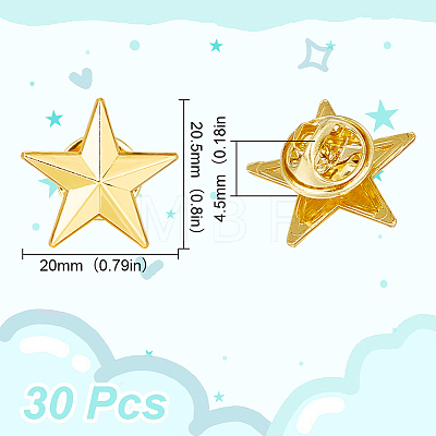 GOMAKERER 30Pcs Zinc Alloy Star Brooch FIND-GO0001-84G-1