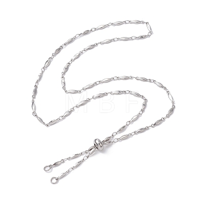 Non-Tarnish 304 Stainless Steel Faceted Bar Link Chain Necklace Makings AJEW-JB01185-01-1