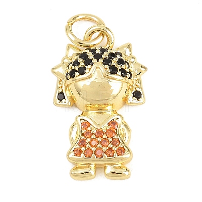 Brass Micro Pave Cubic Zirconia Pendants KK-D258-36G-02-1
