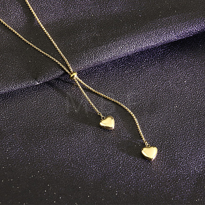 Heart Stainless Steel Tassel Lariat Necklaces for Women FS-WG9133A-01-1