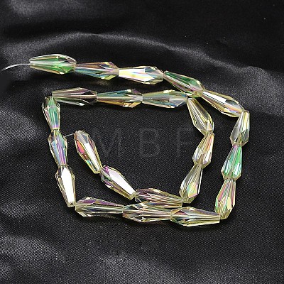 Full Rainbow Plated Faceted Teardrop Glass Bead Strands EGLA-J096-FR02-1