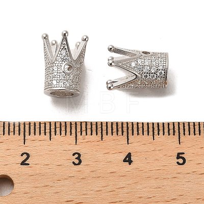 Rhodium Plated 925 Sterling Silver Micro Pave Cubic Zirconia Beads STER-H110-23P-1