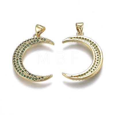 Brass Micro Pave Cubic Zirconia Pendants ZIRC-A011-15B-G-1